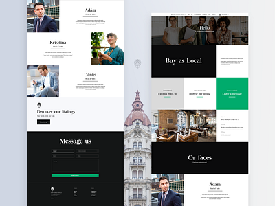 Real Estate Company Website Contact Page blocks branding budapest business collage contact corporate design form green hungary investment landing minimal property realestate ui web web design white