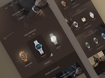 Luxurious Watches Reatiler Website Design brown clean collection dark ecommerce gold gradient jewelry luxury product retail shop sophisticated swiss watches web design