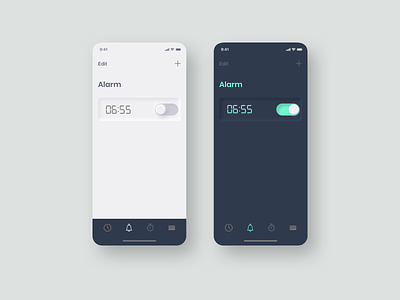 Daily UI 015 - On/Off Switch alarm app daily ui daily ui 015 daily ui challenge mobile app mobile ui neumorphism onoff switch ui challenge ui design