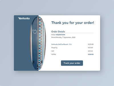 Daily UI 017 - Email Receipt clean daily ui 017 daily ui challenge dailyui ecommerce email receipt surfboard surfing ui challenge ui design uiux web ui