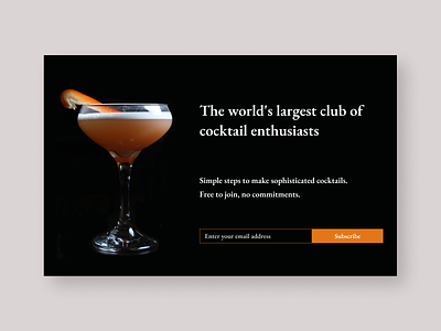Daily UI 026 - Subscribe 026 clean cocktails daily ui daily ui 026 daily ui challenge daily ui challenge 026 dailyui dailyui challenge minimal sign up subscribe ui challenge ui design uiux web ui