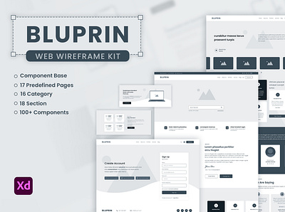 Bluprin – Adobe XD Wireframe Kit For Web bootstrap 4 corporate design mockups ui ui kit ux web web design web design and development web elements website wireframe kit wireframes