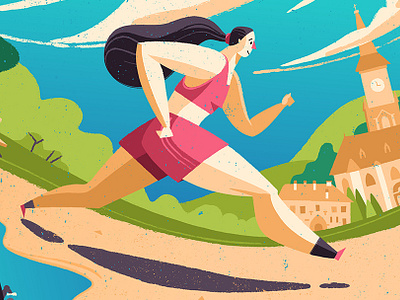 Morning Run adobe illustrator cluj napoca color palette digital 2d dynamic editorial art empowerment energy illustrated illustration illustrator jogging leisure park sport illustration stella caraman whimsical woman women who draw womenofillustration