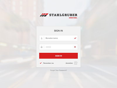 Stahlgruber Login Screen bright grey log in login password sign in sign up ui username ux white