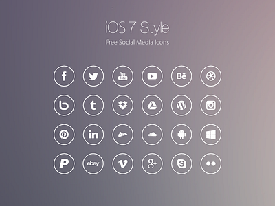 Freebie: iOS7 Style Social Media Icons free freebie icons ios line line icons psd psddd simple social media vector