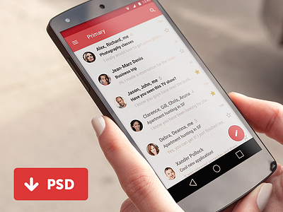 Material Gmail User Interface / FREE PSD android l app free freebie givaway gmail material desig psd psddd ui user interface ux