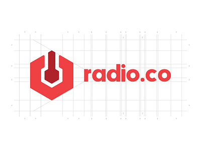 Radio.co Logo clean flat graphic grid logo minimal radio red