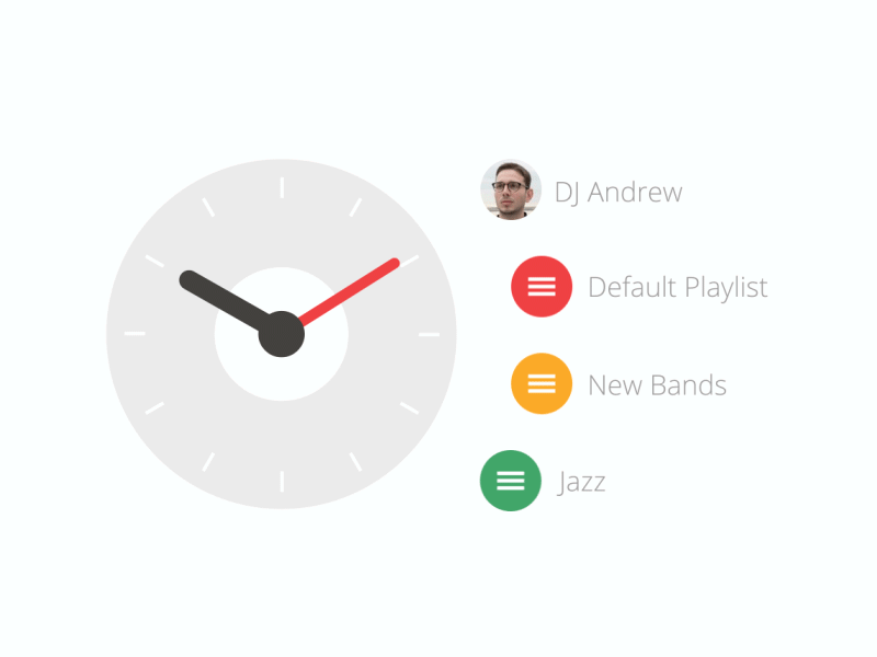 Automate Your Radio Station Animation animation clock dj flat gif playlists profile time