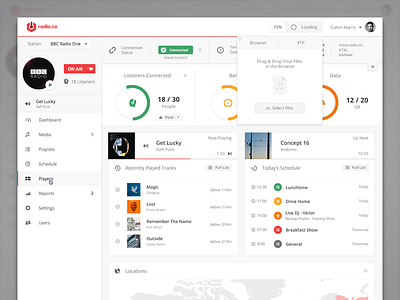 Radio.co App - Dashboard