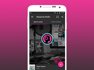 Material Radio App android radio app gray material design material prototype pink radio app ui user experience user interface ux