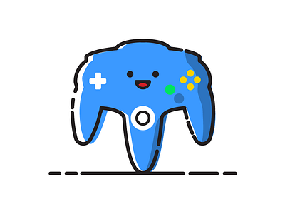N64 Controller blue cartoon character controller gamer happy illustration mbe n64 nintendo nintendo 64 video games