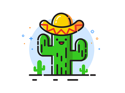 Spikey the Cactus cactus character desert design flat icon illustration mbe mexican nature plant sombrero