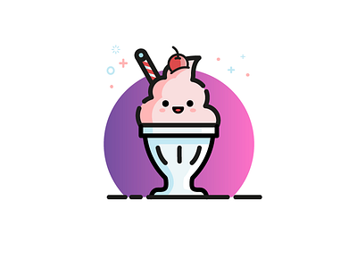 Cherrytop Ice Cream bowl cartoon character cherry glass ice cream illustration mbe pink straw strawberry summer