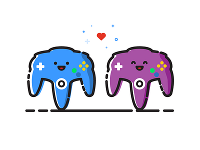 N64 Love cartoon character colorful controller flat gamer happy love mbe minimal nintendo video games