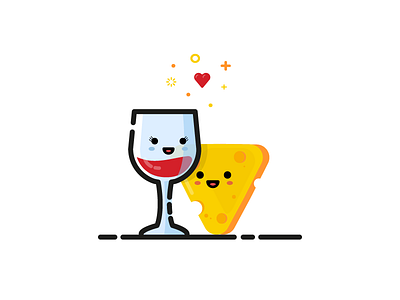 Wine And Cheese alcohol character cheese couple drink food illustration love match mbe supper wine