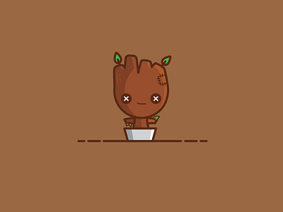 Baby Groot - Voodoo Doll Series - Marvel Universe baby groot flat gardians of the galaxy gotg groot icon illustration marvel vector
