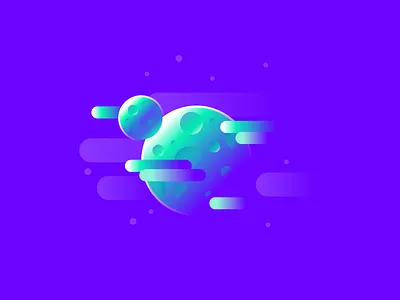 Green Moons cloud galaxy gradient green illustration moon planet purple space vector