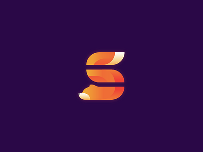 SneakyFox abstract animal brand flat fox geometric grid icon logo mark orange s