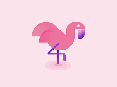 Flamingo animal bird brand flamingo flat geometric grid icon logo mark pink wing