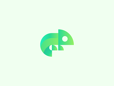 Chameleon II abstract animal brand chameleon flat geometric golden ratio green grid icon logo mark