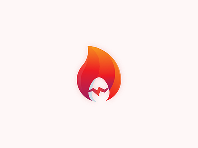 Hot Chicks branding chick egg fire flame gradient hot icon logo mark negative space red