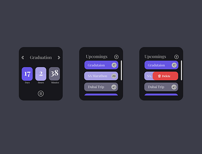 Countdown App apple watch countdown countdown timer countdowntimer counter daily 100 challenge daily ui dailyui dark mode dark theme dark ui dayscount events countdown uidaily watch