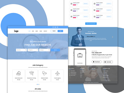 job search -Website page banner design employer icon job listing jobs jobseeker layoutdesign logo responsive ux web website concept