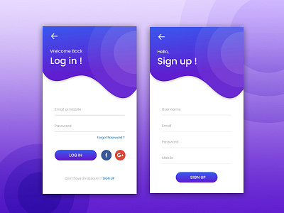 Mobile App -Login/Signup app design app ui banner design icon layoutdesign login screen logo mobile mobile app mobile app design mobile ui sign in sign up ui ux design ux