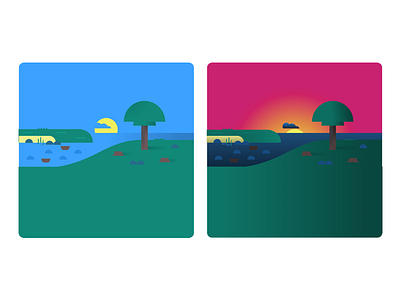 Scenery Sunset art design illustration scenery sunset ui visual