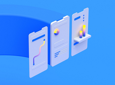 ux interface infographic 3d blue c4d cinema 4d concept design flat gradient illustration infographic interface modeling pure render ui uidesign uiux ux