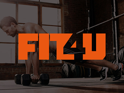 Fit 4 U athletic bold brand fitness gym logo type typography