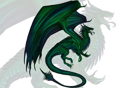 Warrior Dragon color dragon drawing green illustration procreate toxic