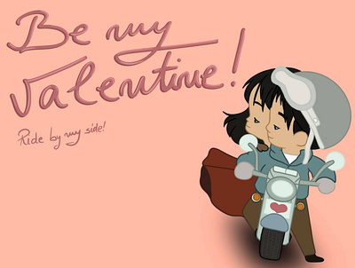 Be My Valentine Rider color drawing illustration moto procreate rider valentine