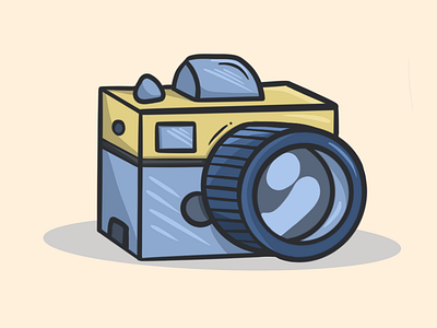 camera art blue cute cute illustration digital fun geometric icon illustration light lovely nobrand photo shadow shapes yellow