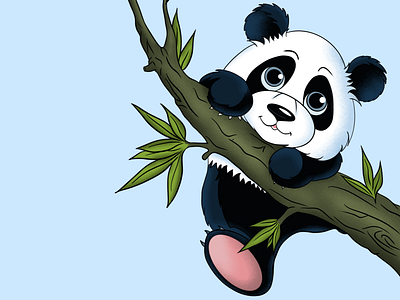 Cute panda animal art climb color cute cuteanimal digital digitalart drawing illustration ipadpro light panda procreate shadow tree
