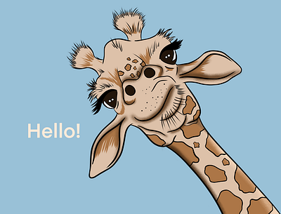 Hello dear friends! color cute cute animal digital illustration digitalart drawing giraffe hello illustration ipadpro light procreate shadow
