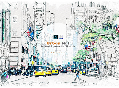 Urban Art - Mixed Aquarelle Sketch acrylic aquarelle artistic artwork atn brush color creative design digital digitalart drawing effect modernart painting pencil photomanipulation sketch watercolor