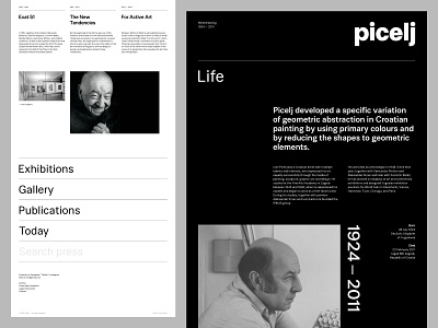 Picelj — Artist Layout: about art art direction black branding clean minimal typography ui web