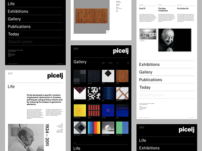 Picelj — Artist Layout: pages black clean minimal motion graphics typography ui