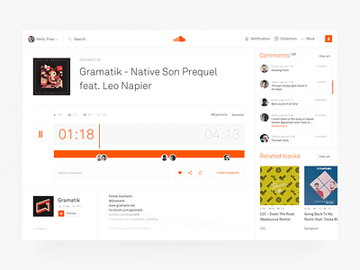 SoundCloud Song Layout — UI Challenge minimal music pattern play player simple soundcloud tracks ui web website