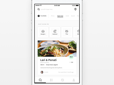 Restaurant List — UI Challenge app black flat food list restaurant simple ui ux white