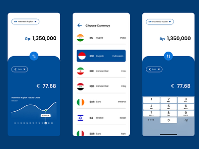Currency Converter Design Exploration android app blue converter currency currency converter currency exchange design figma ios iphone money ui uidesign uiux user experience user interface ux web website