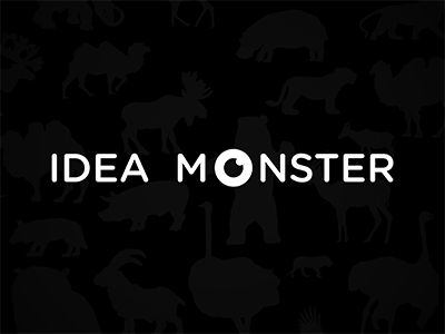 Idea Monster black design firm idea logo monster white