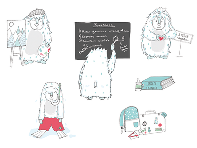 Character illustrations cold colors drawing ice illustration magazine snow teens yeti