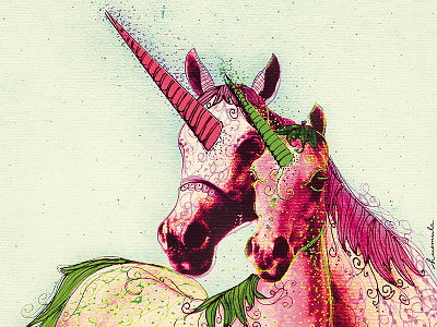 Unicorns animals collage fantasy illustration photo pink unicorn