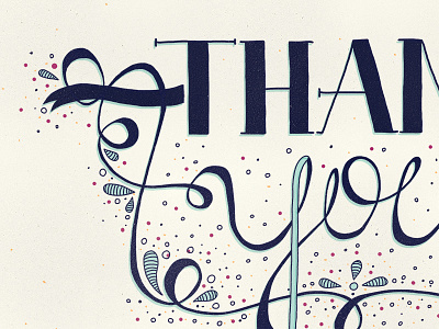 Thank You Card blue card drawing lettering thank you thanks