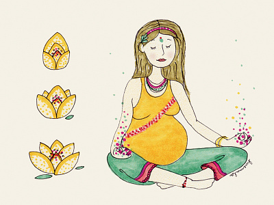 Magazine illustration human illustration lotus magazine pregnancy woman yoga