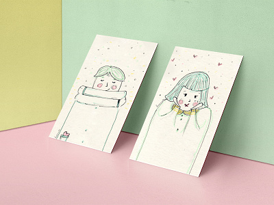 Love & Hugs card characters color cute fun hug illustration kids love paper
