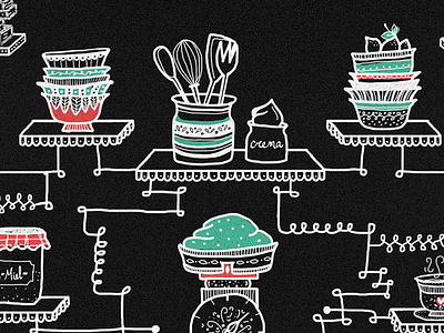 Draft Mural at tea house chalk cook draft food illustration mural sketch sweet tea wall painting