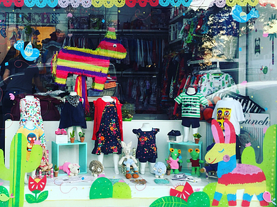 Mexican spring! Window display illustration cactus color display flowers illustration makers mexican piñata spring window